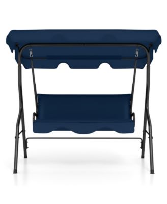 3 Seat Outdoor Patio Canopy Swing with Cushioned Steel Frame