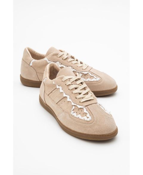 Женские кроссовки Forever & Always Shoes Shiva Suede Leather Sneakers (Women), цвет: Бежевый замшевый кожаный