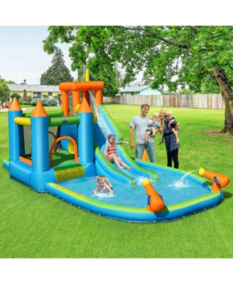 Inflatable Water Slide Kids Bounce House Splash Water Pool with 735W Blower