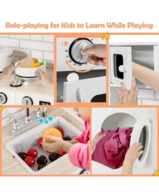 Wooden Kids Kitchen with Washing Machine