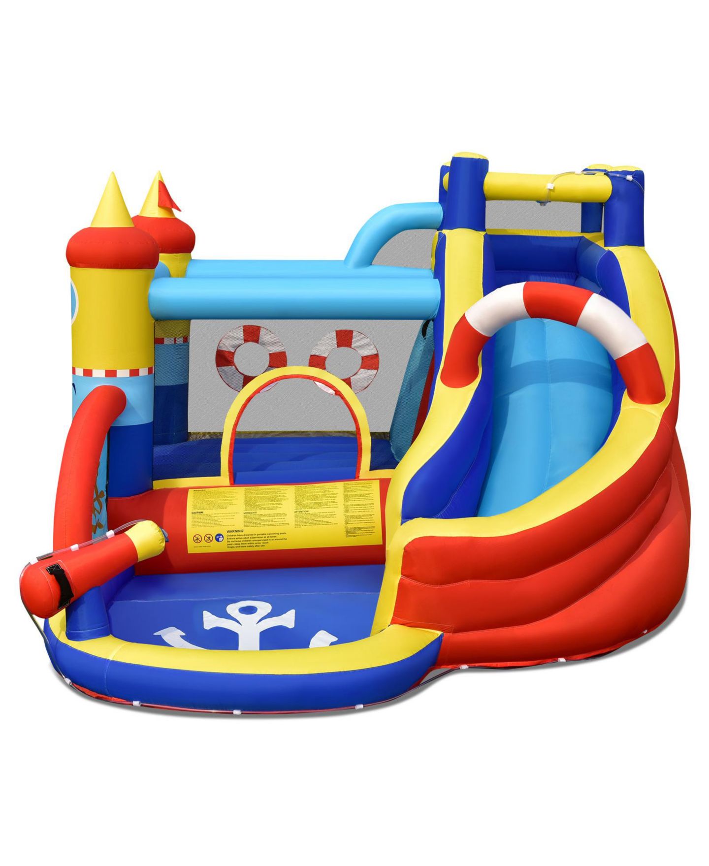 Детская игрушка Mecale Nautical-Themed Inflatable Bounce Castle with Slide & Climbing Wall, 450W Blower, Ages 3-7, цвет: Синий — фото 4