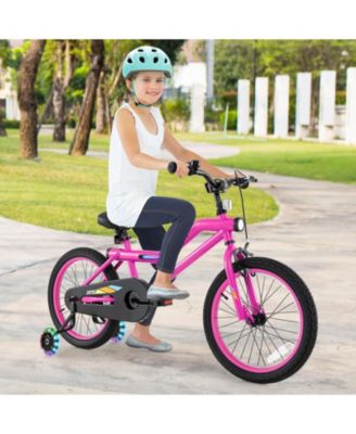 18 Inch LED Lighted Kids Bike with Training Wheels and Headlight for Ages 4-8 Years