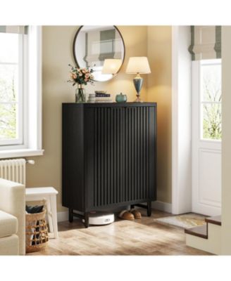 6-Tier Freestanding Shoe Cabinet with Shutter Doors and Adjustable Shelves for Entryway and Hallway