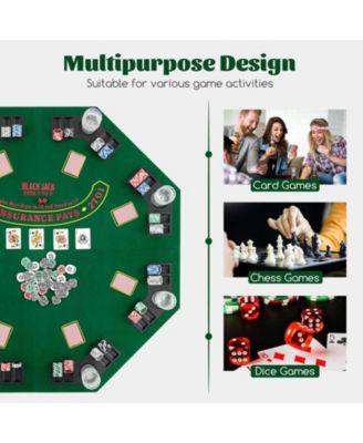 48 Inch 8-Player Foldable Poker Table Top with Carrying Bag and Cup Holders