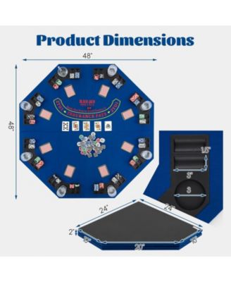 48 Inch 8-Player Foldable Poker Table Top with Carrying Bag and Cup Holders