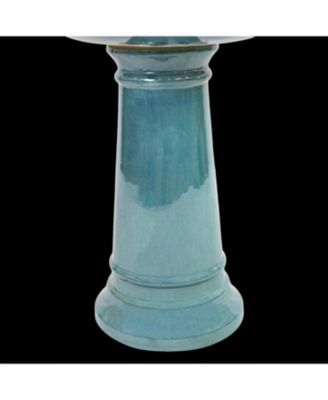 Calais Ceramic Bird Bath with Glazed Finish - Jade Green - 25" H