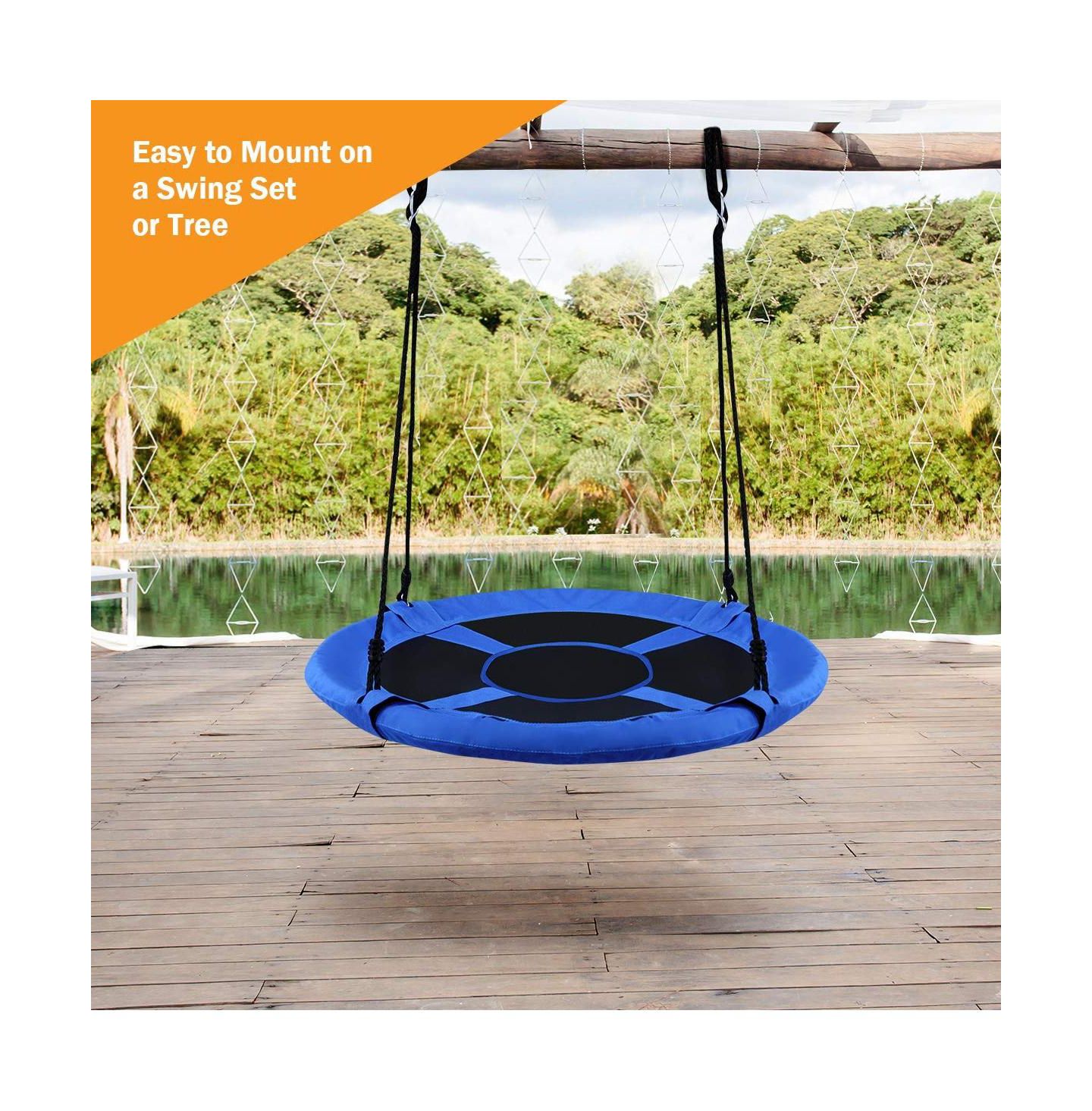 Детская игрушка Mecale 40 Inch Flying Saucer Adjustable-Height Tree Swing, Holds 700 lbs, Ages 3+, цвет: Синий — фото 5