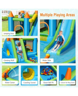 Inflatable Water Slide with Bounce House and Splash Pool without Blower for Kids