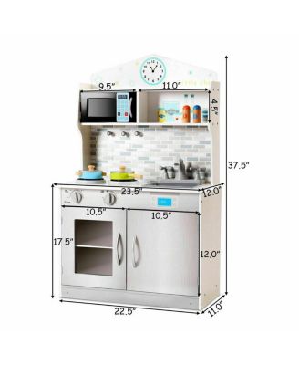 Kid's Wooden Pretend Cooking Play Kitchen Set