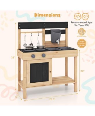 Mud Kitchen Playset Kids Play Kitchen Outdoor with 2 Removable Sinks