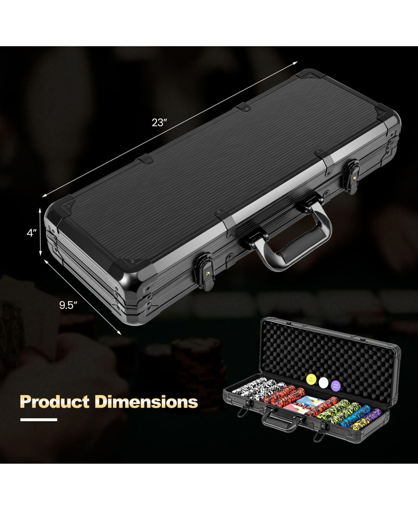 Детские игрушки Mecale 14-Gram Texas Hold'em Poker 500-Piece Chip Set, Ages 14+, цвет: Чёрный — фото 3