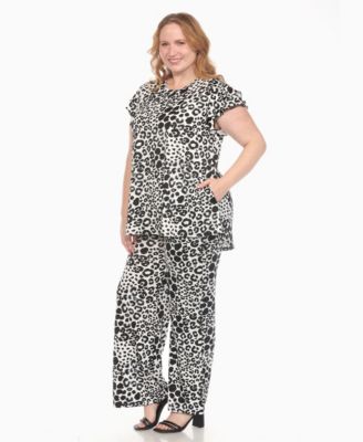 Plus Size 2-Piece Floral Print Tunic Top and Pants Set