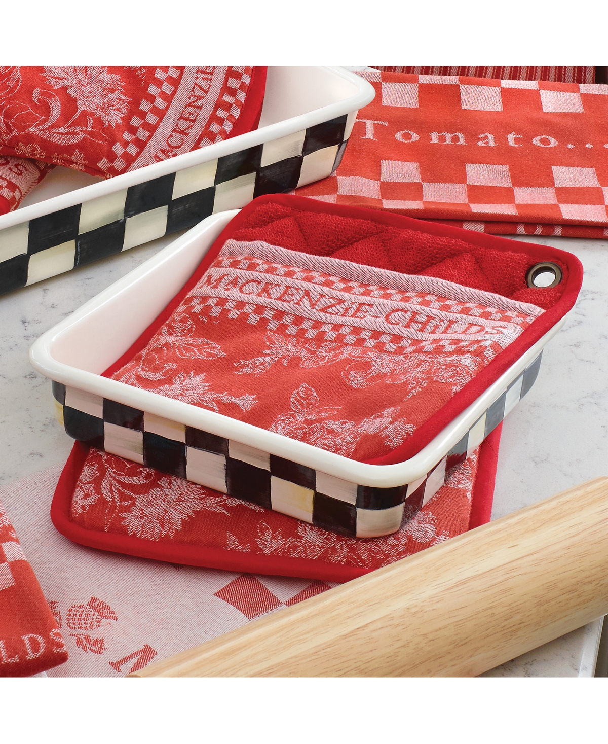 Mackenzie-childs Courtly Check 8" Square Baking Pan In Black