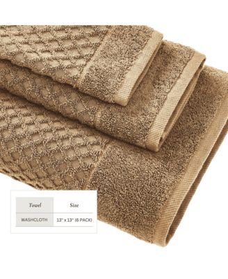 Quick-Drying Cotton Diamond Waffle Textured 6-Piece Washcloth Set