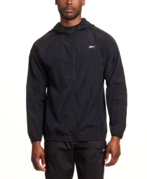 Мужская куртка Reebok Hooded Zip-Front Track, цвет: Чёрный