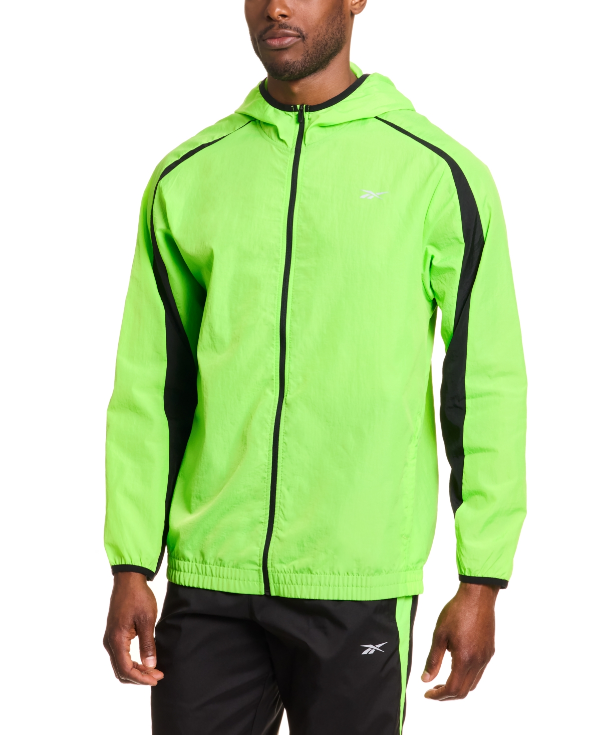 Men's Hooded Zip-Front Track Jacket - Lime / Blk