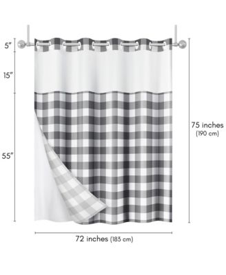 Hookless Sheer Panel Shower Curtain with Snap-In Liner and Grommets, 72" x 75"