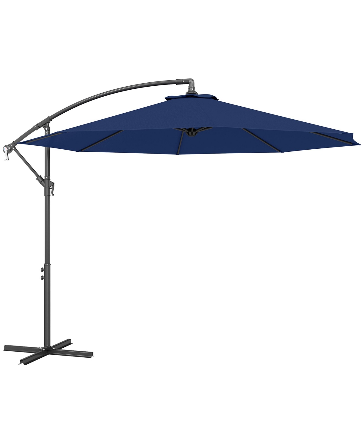 Outdoor Crank Umbrella Deck Sun Protection Shade Canopy w/ Stable Base - Beige