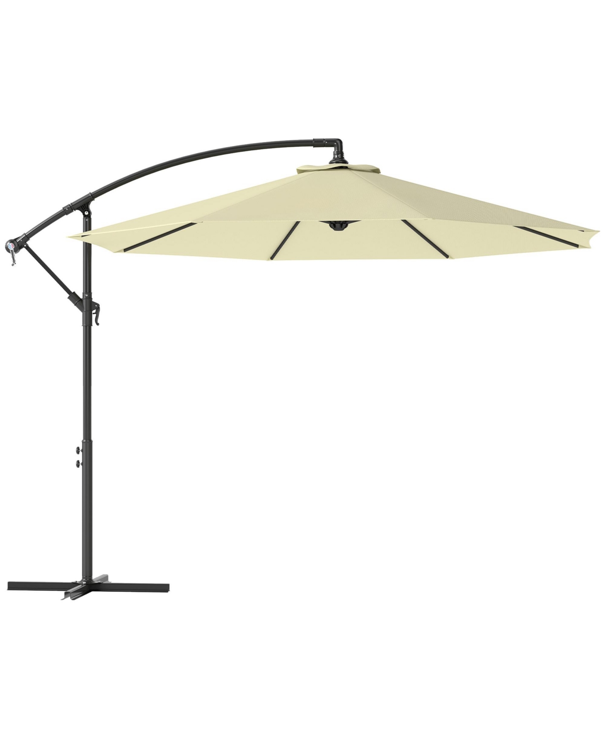 Outdoor Crank Umbrella Deck Sun Protection Shade Canopy w/ Stable Base - Beige