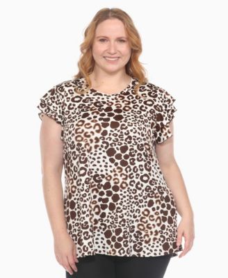 Plus Size Bold Leopard Print Ruffle Sleeve Top