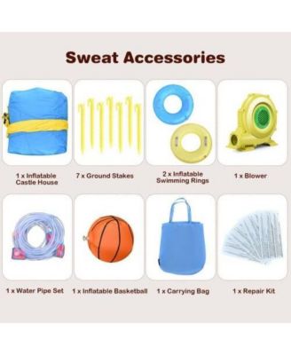 Inflatable Dual Slide Water Park Climbing Bouncer with 735W Air Blower