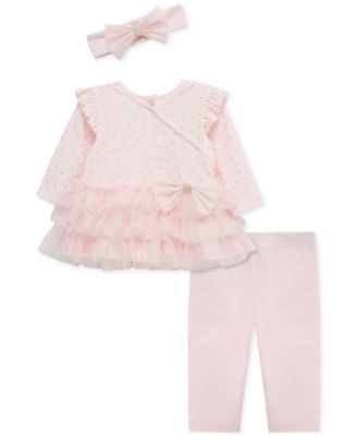 Little Me - Baby Girls Dot Shine Tutu Top, Leggings & Headband, 3 Piece Set