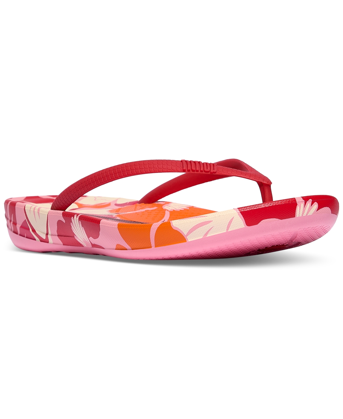 Women's Iqushion Flowerz Ergonomic Flip Flop Sandals - Redberry Mix