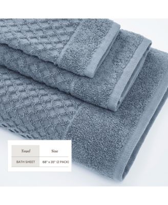100% Cotton Diamond Waffle 2-Piece Oversized Bath Sheet Set