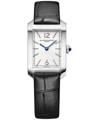 Baume & Mercier - Women's Swiss Hampton Black Leather Strap Watch 35x22mm