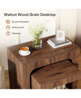 Nesting End Table Set, Walnut Side Table for Living Room, Night Stand Set for Bedroom, Small Spaces