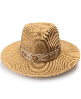 Panama Hat with Metallic Embroidered Band