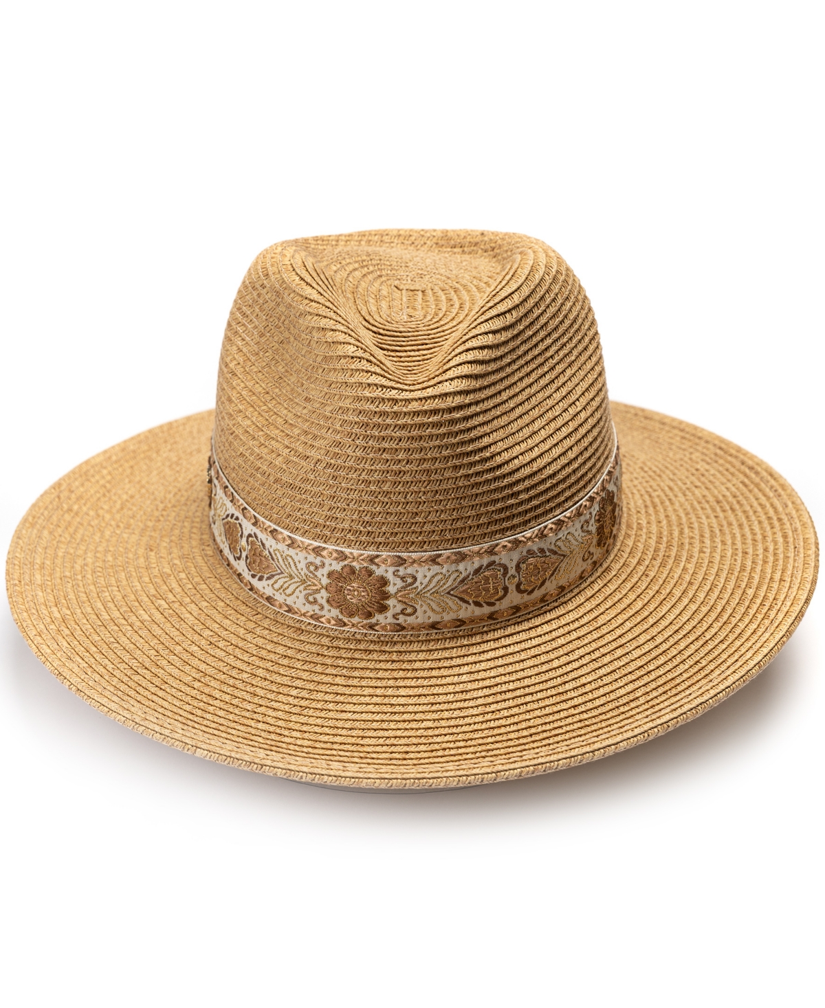 Vince Camuto Panama Hat With Metallic Embroidered Band