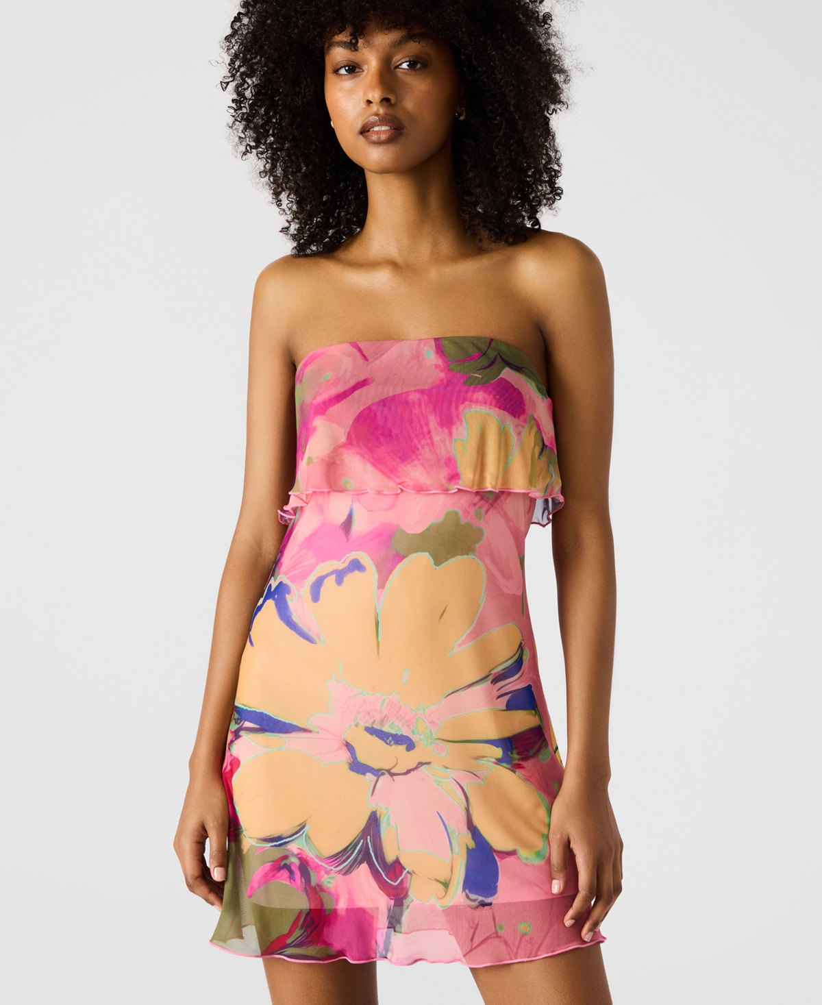 Steve Madden Bryar Floral Strapless Mesh Minidress