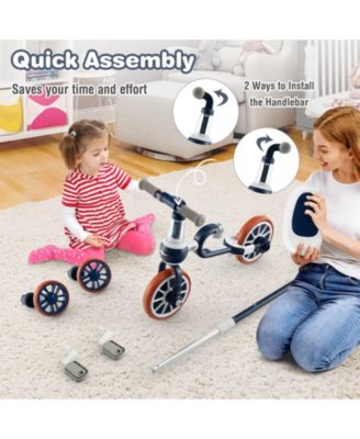 4-in-1 Kids Trike Bike with Adjustable Parent Push Handle and Seat Height