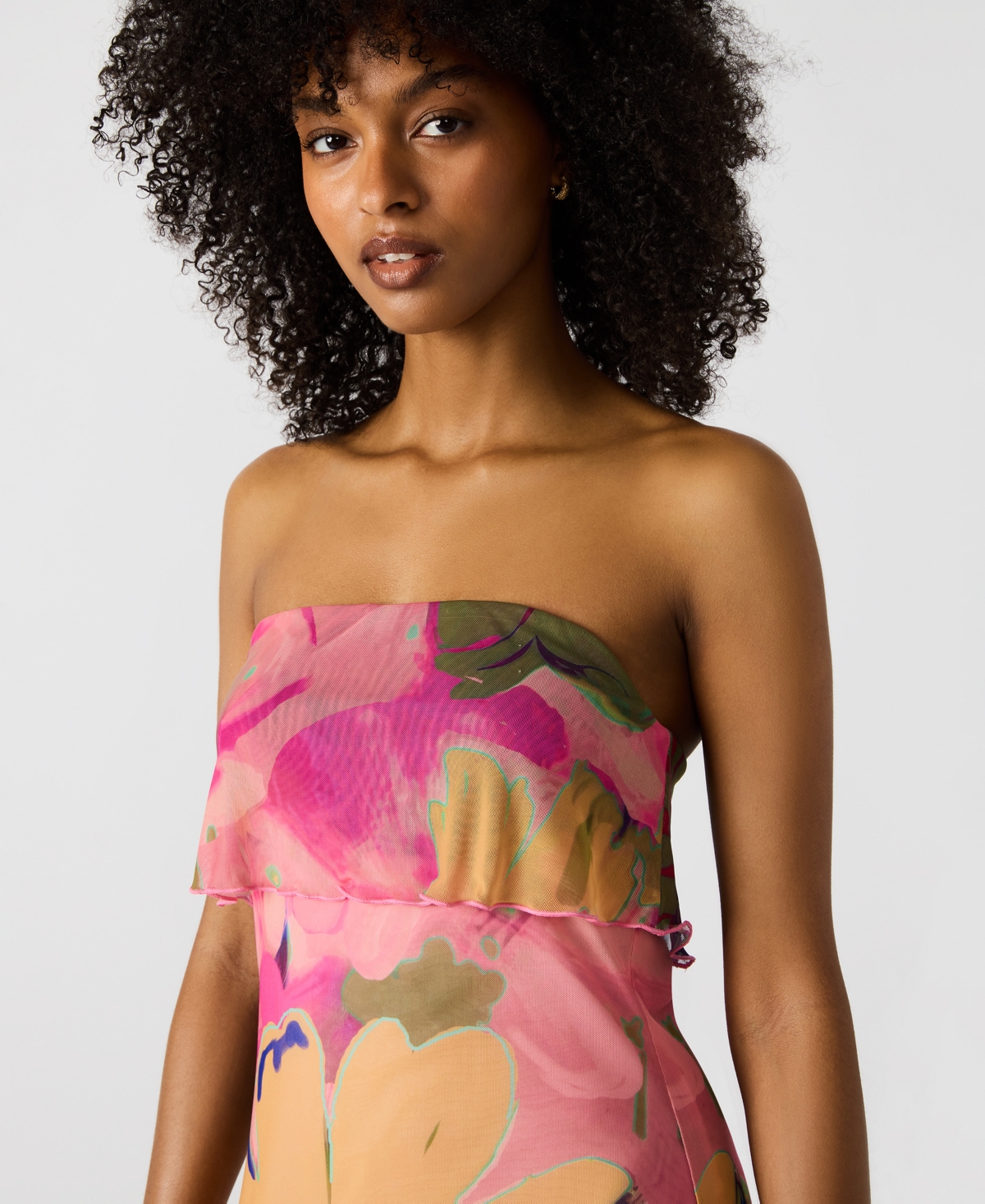 Steve Madden Bryar Floral Strapless Mesh Minidress