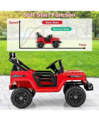 12V Kids Ride on Truck Car with Remote Control Threaded Wheels and 3 Speeds