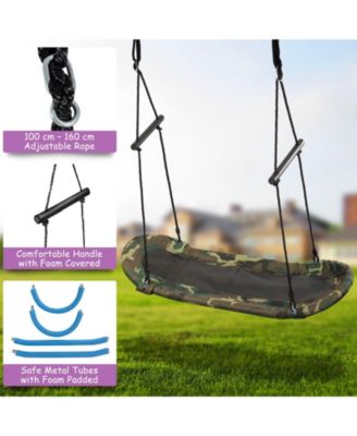 Saucer Tree Swing Surf Kids Outdoor Adjustable Oval Platform Set with Handle