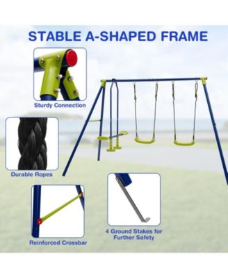 440 Pounds Kids Swing Set with Two Swings and One Glider