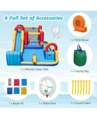 7 in 1 Outdoor Inflatable Bounce House with Water Slides and Splash Pools without Blower