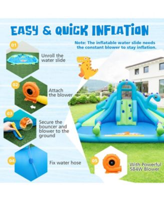 Inflatable Water Slide with Dual Slides and Large Splash Pool and Carry Bag (with 584W Blower)