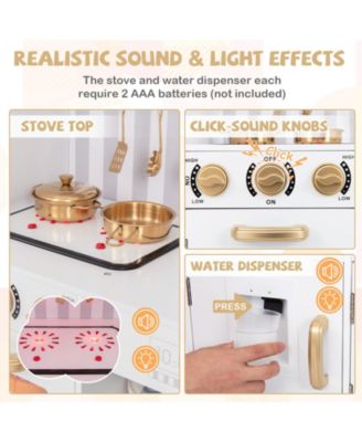 Pretend Play Kitchen for Kids with Real Sounds and Lights