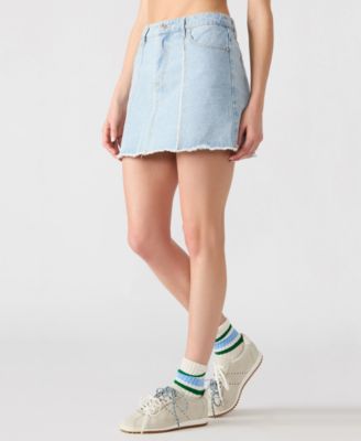 Women's Cheri Frayed-Edge Denim Skirt
