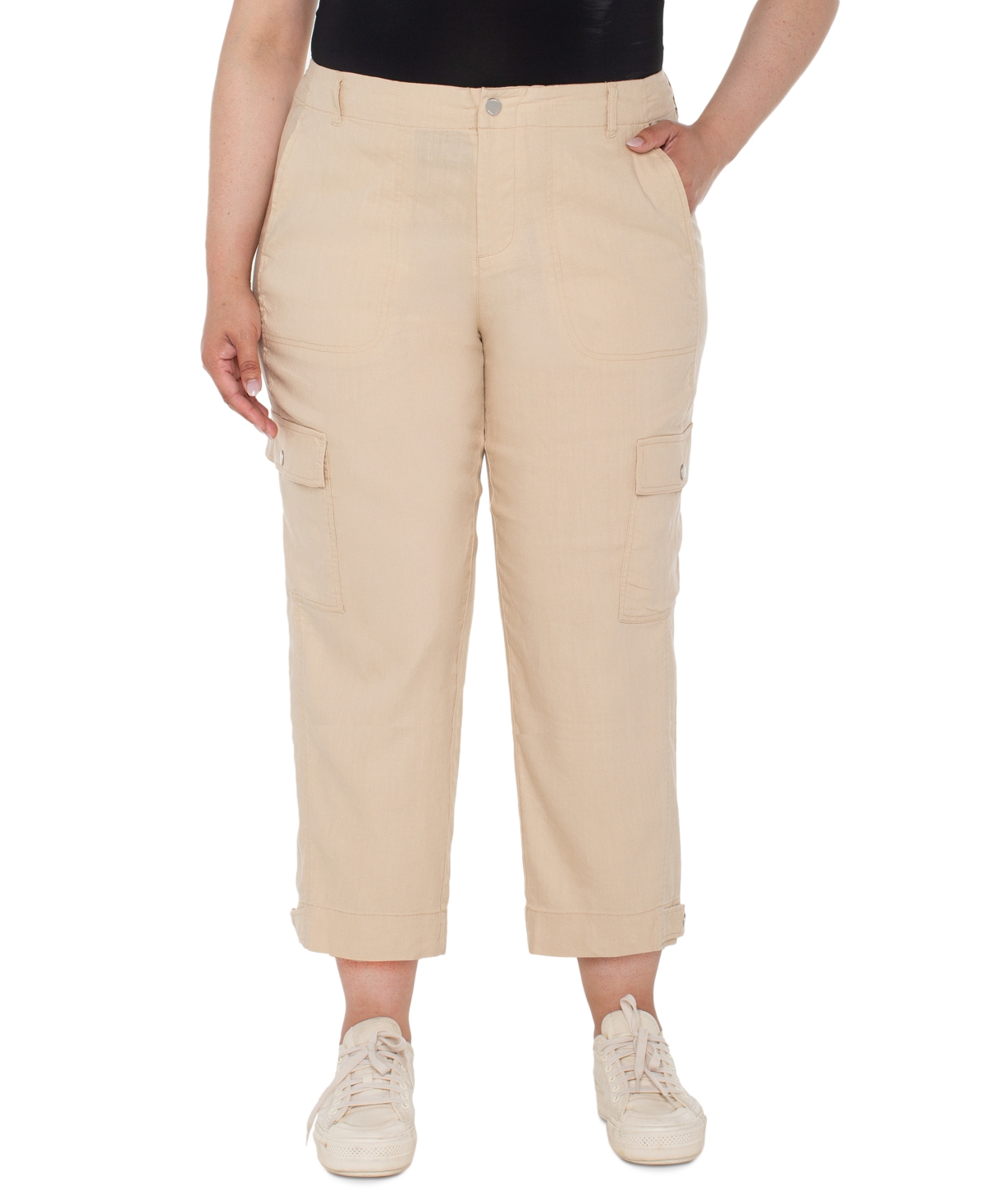 Plus Size Cropped Cargo Pants - Hazelnut