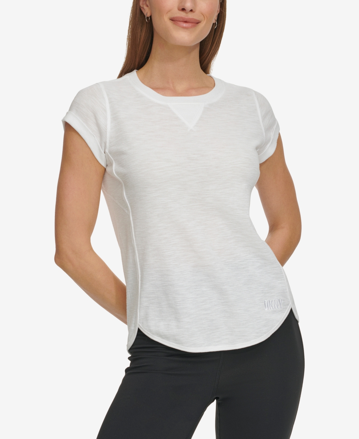 Dkny Mini Waffle Embroidered Logo T-shirt