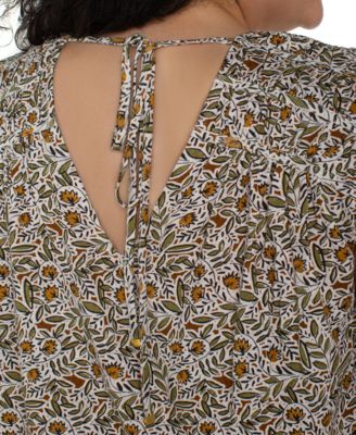 Plus Size Short-Sleeve Tie-Back Top