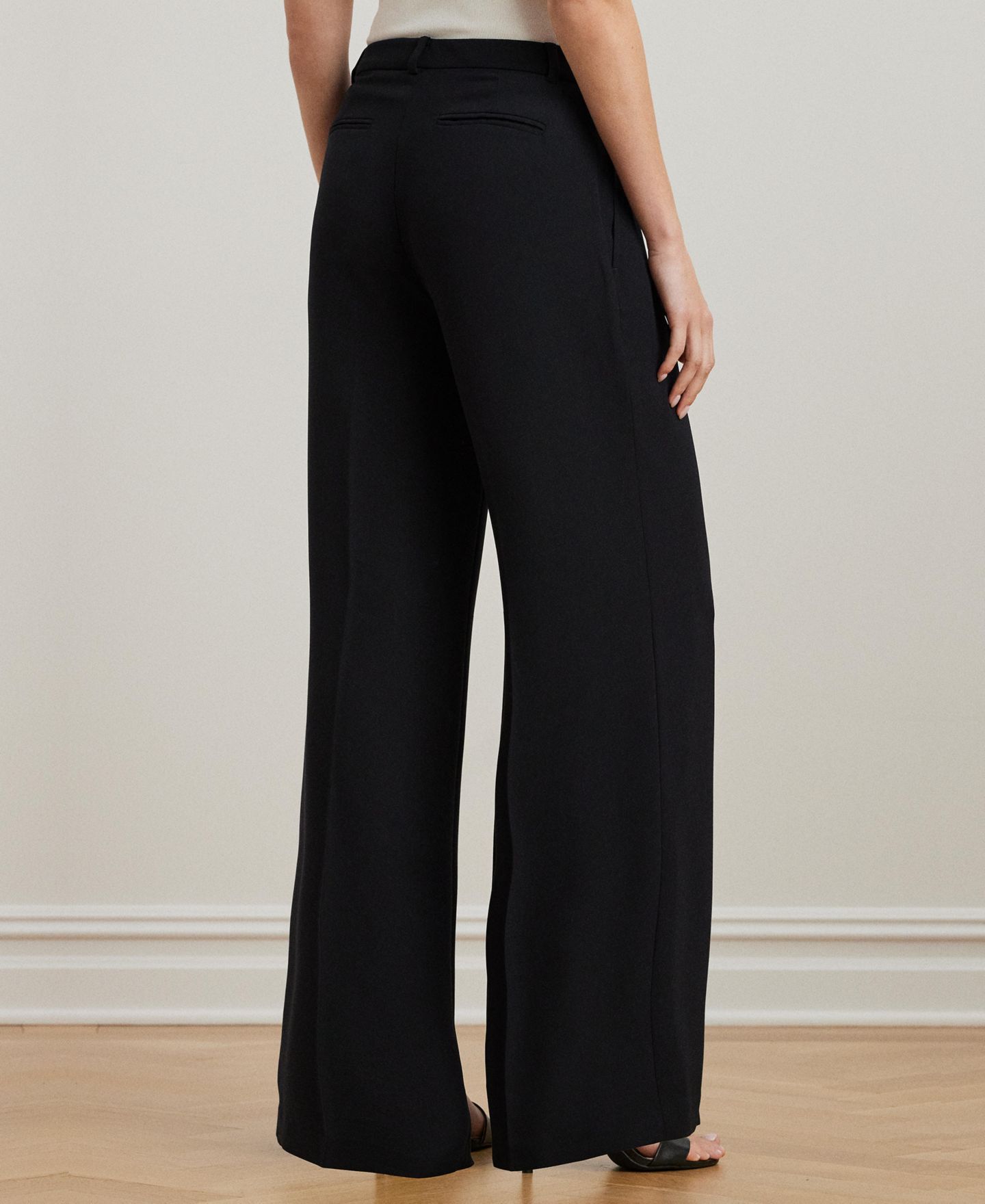 Женские брюки Lauren Ralph Lauren Double-Faced Georgette Wide-Leg, цвет: Чёрный — фото 3