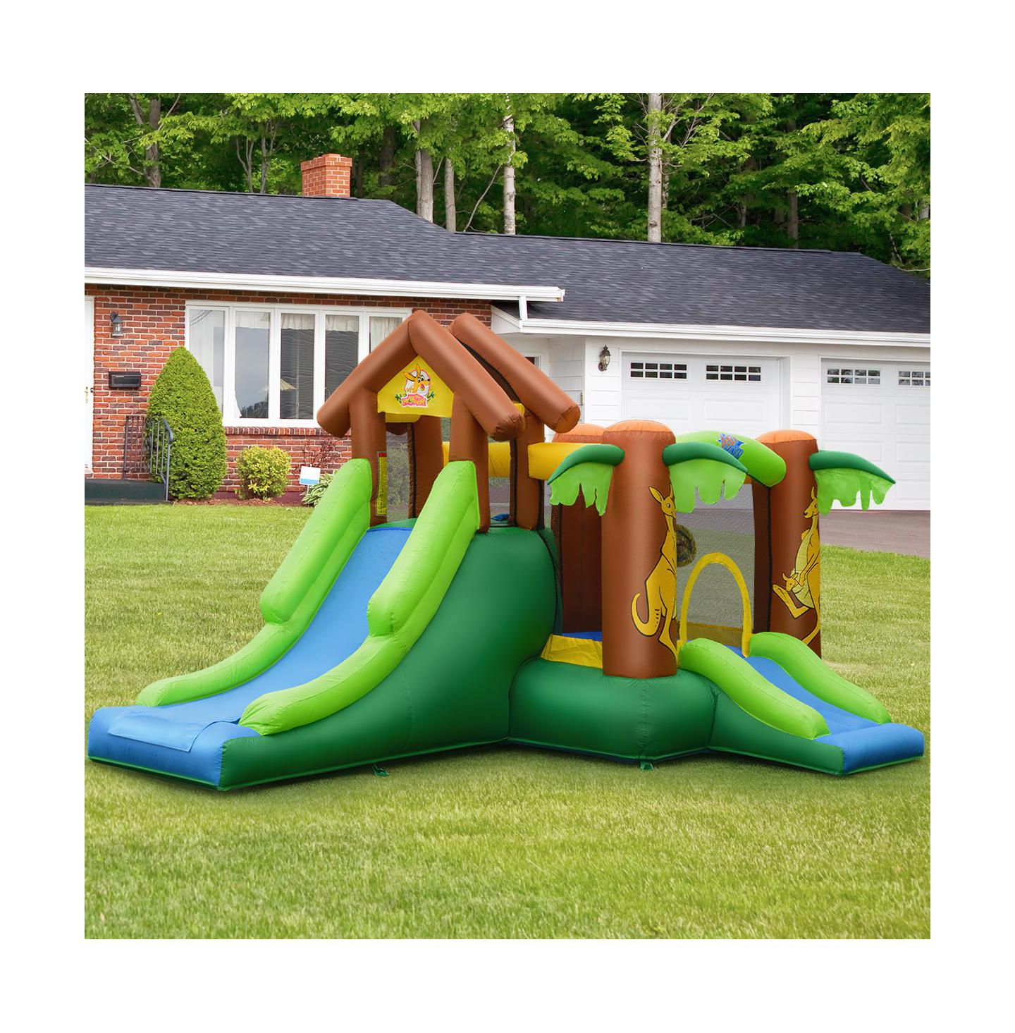 Детская игрушка Mecale Jungle Castle 5-in-1 Bounce House, Accommodates 5 Kids, Ages 3-10, цвет: Зелёный — фото 7