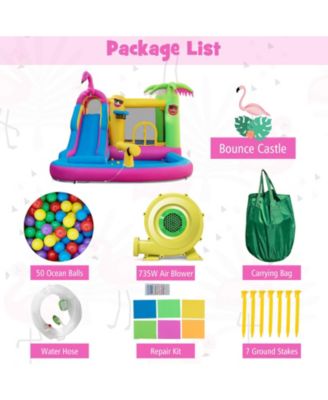 Inflatable Bounce Castle with Long Water Slide and 735W Blower
