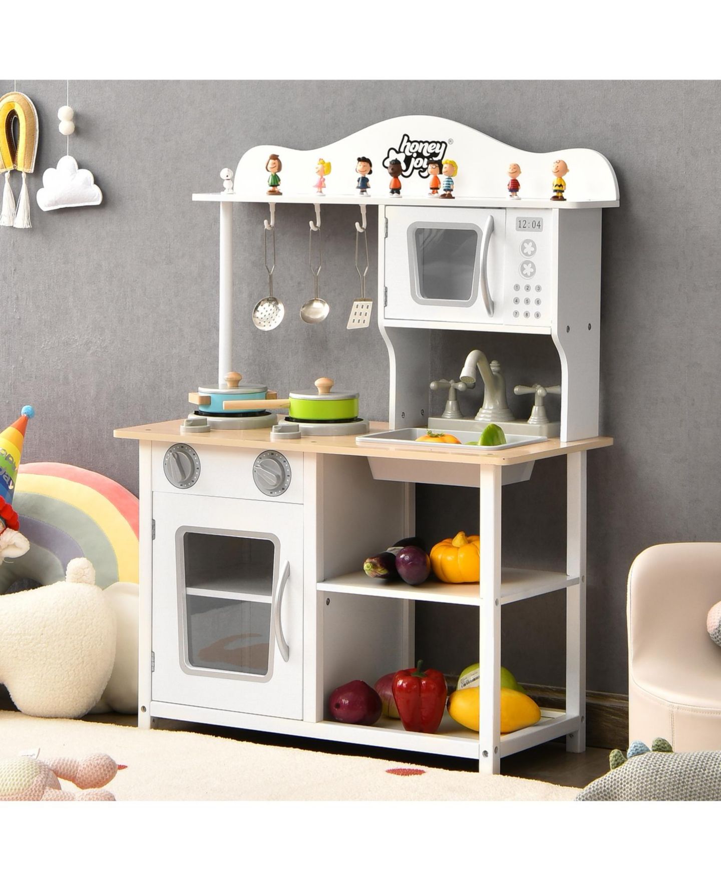 Детские игрушки Mecale Wooden Sound and Light Effects 6-Piece Kitchen Set, Ages 3+, цвет: Белый — фото 3