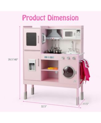 Pretend Play Kitchen for Kids with 16 Pieces Accessories-Pink